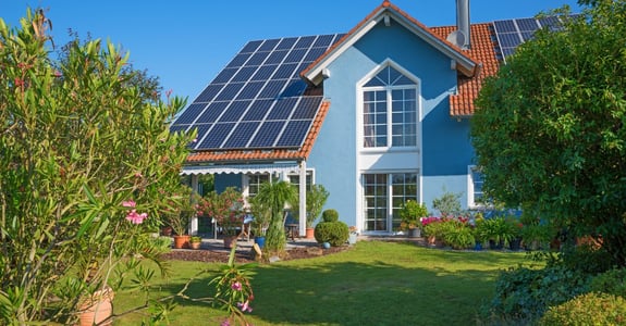 solar roof panels on beautiful home